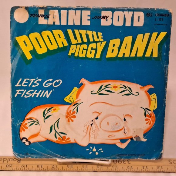 Vintage Poor Little Piggy Bank/Let's Go Fishin'